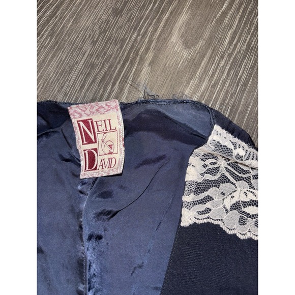 Vintage  90s Vest Womens White  Blue Crochet Neal &‎ David One Size - Picture 3 of 9